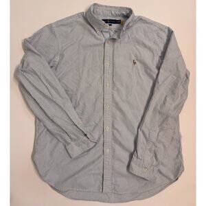 Ralph Lauren Classic Fit Men's Button Down Dress Shirt Blue/White Stripe Size XL